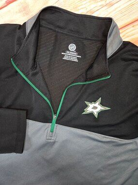 NHL Dallas Stars Mens Quarter Zip Pullover XXL Black Gray Green